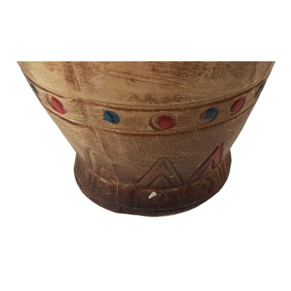 Aztec Tribal Inca Ceramic Pottery Vase Double Handled Rustic Vintage 8" - Picture 13 of 13